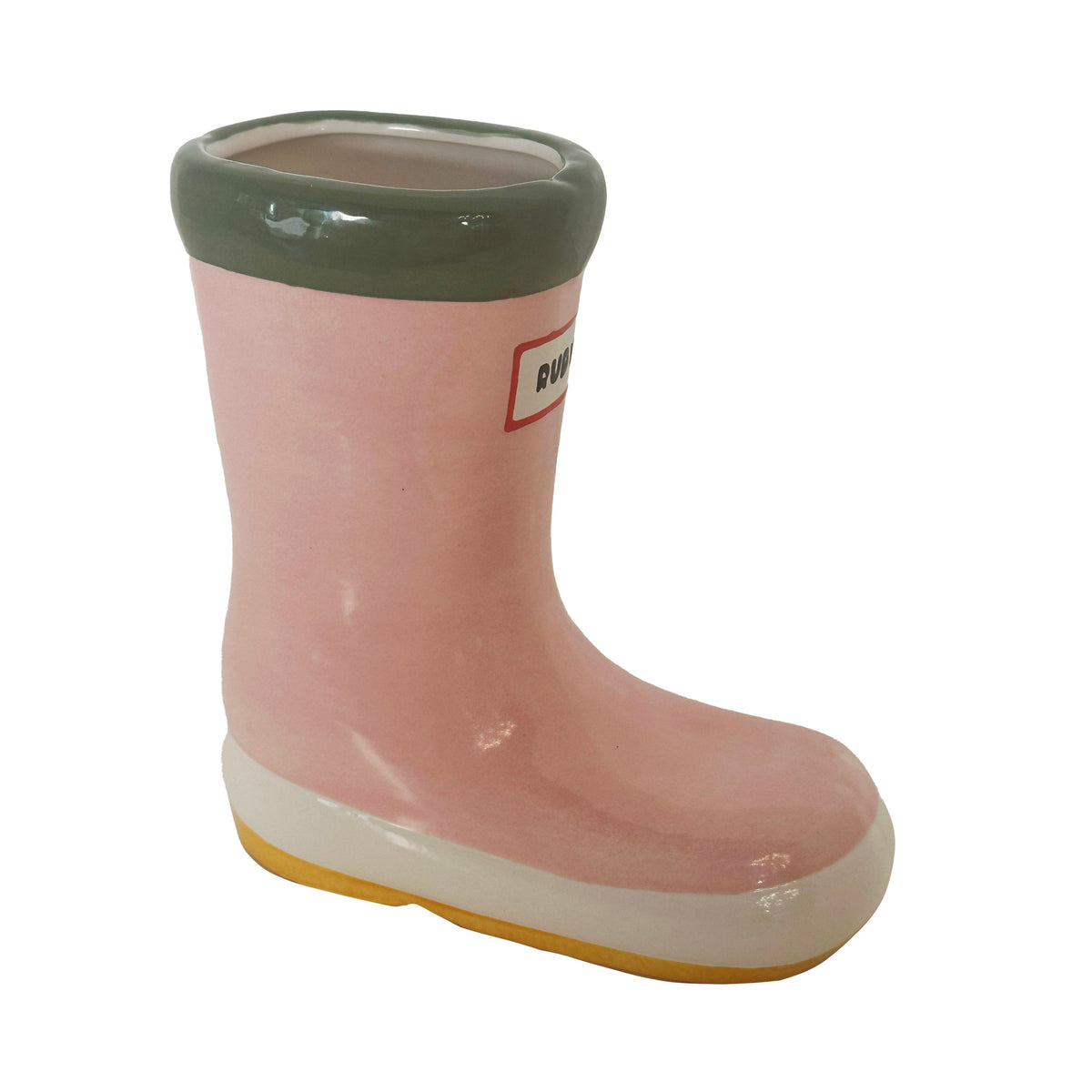 Multicolor Rainboot Vase in Pink