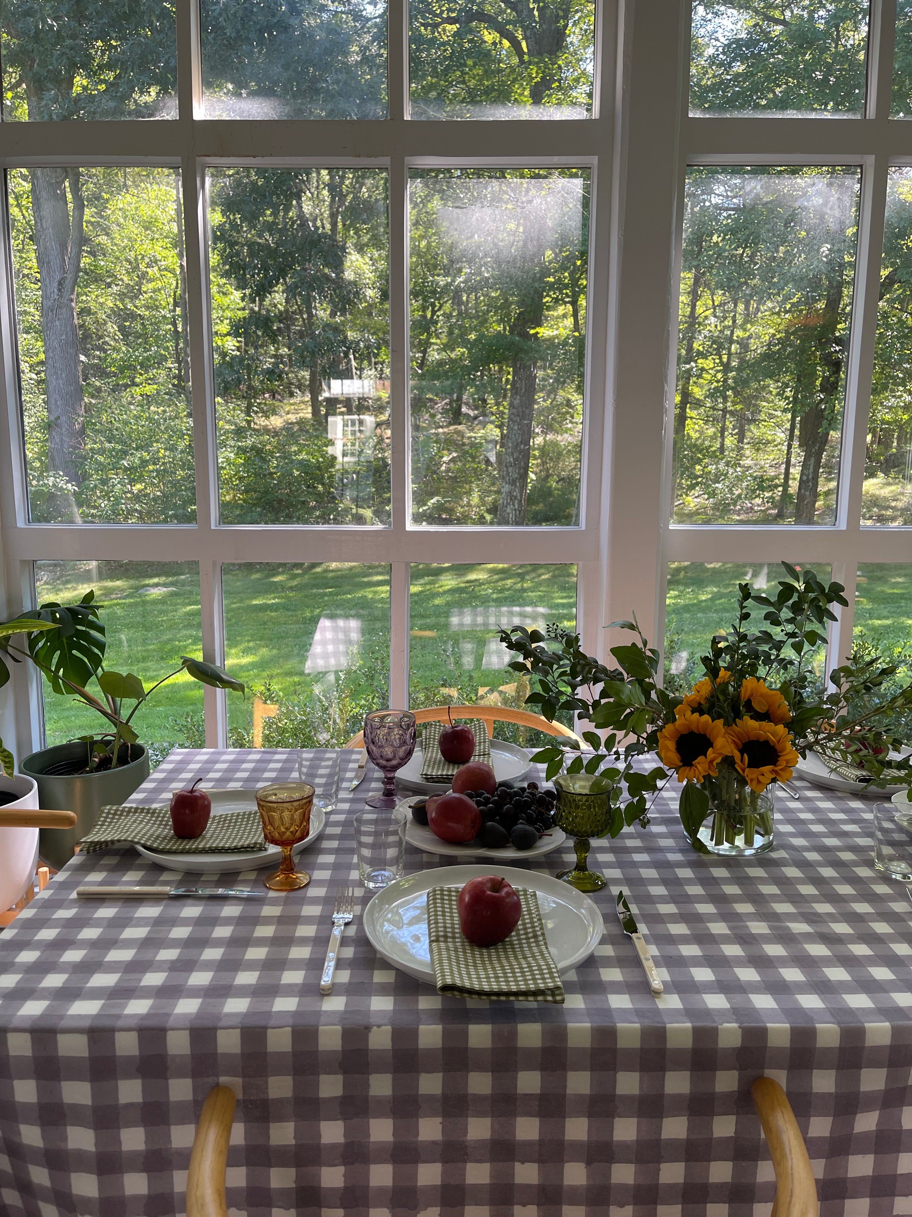 Lavender Gingham Tablecloth