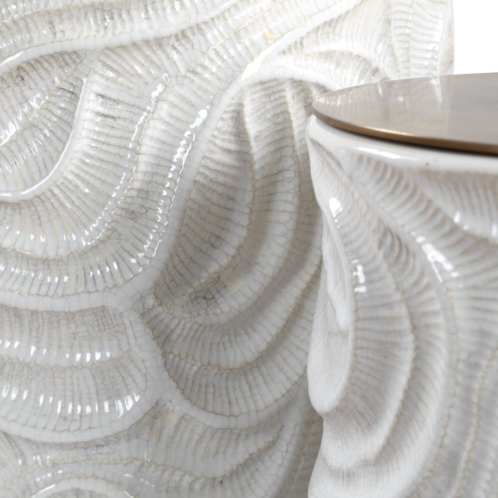 Ivory Tide Wave Textured Canisters - Set of 2