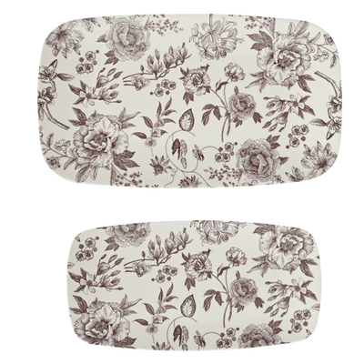 Brown Delft Stacking Melamine Tray - set of 2