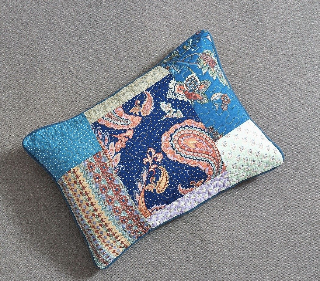 Tache Cotton Patchwork Paisley Bohemian Night Flower Pillow Sham (JHW-882)