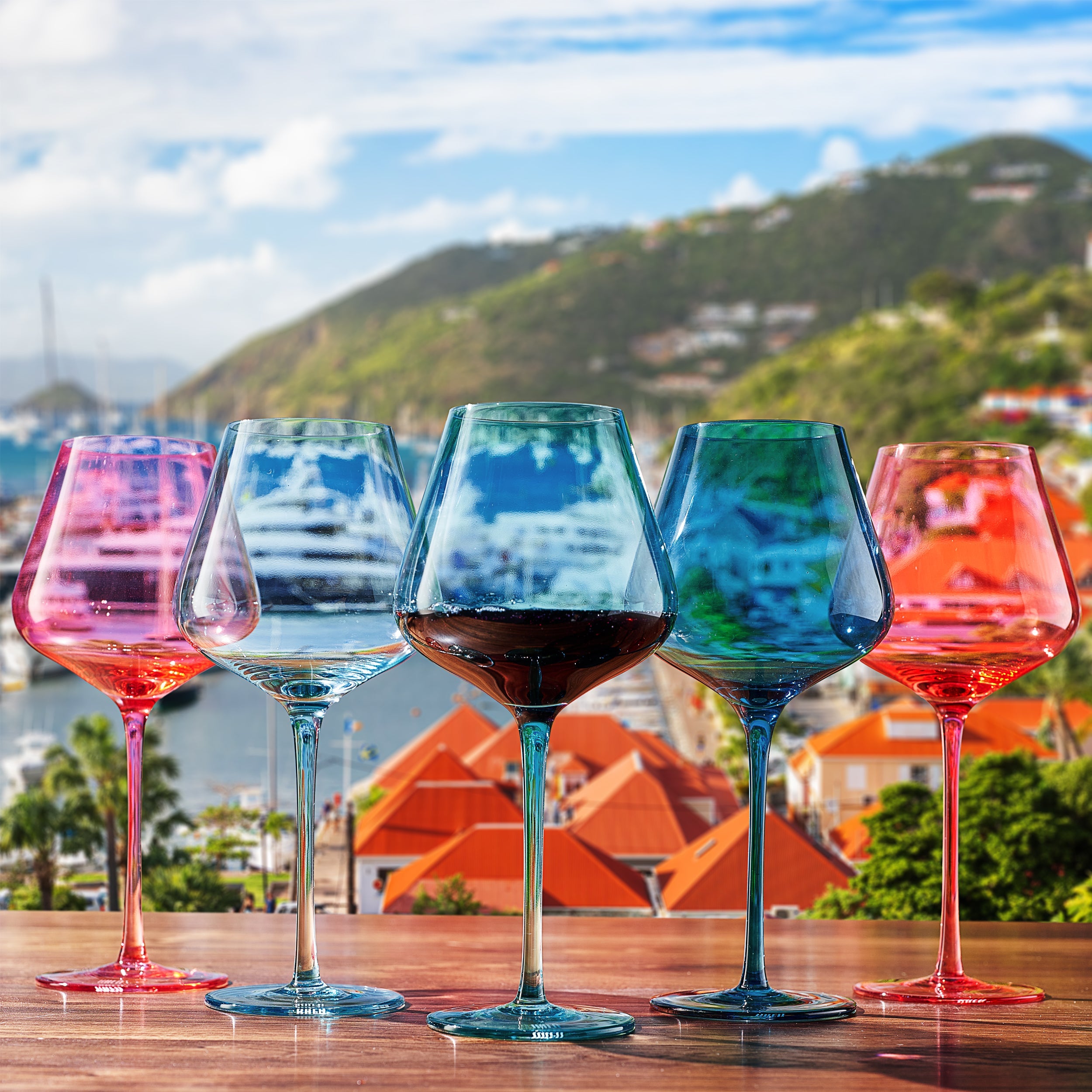 Stagioni Stemmed Wine Glassware, St Barths, Set of 5