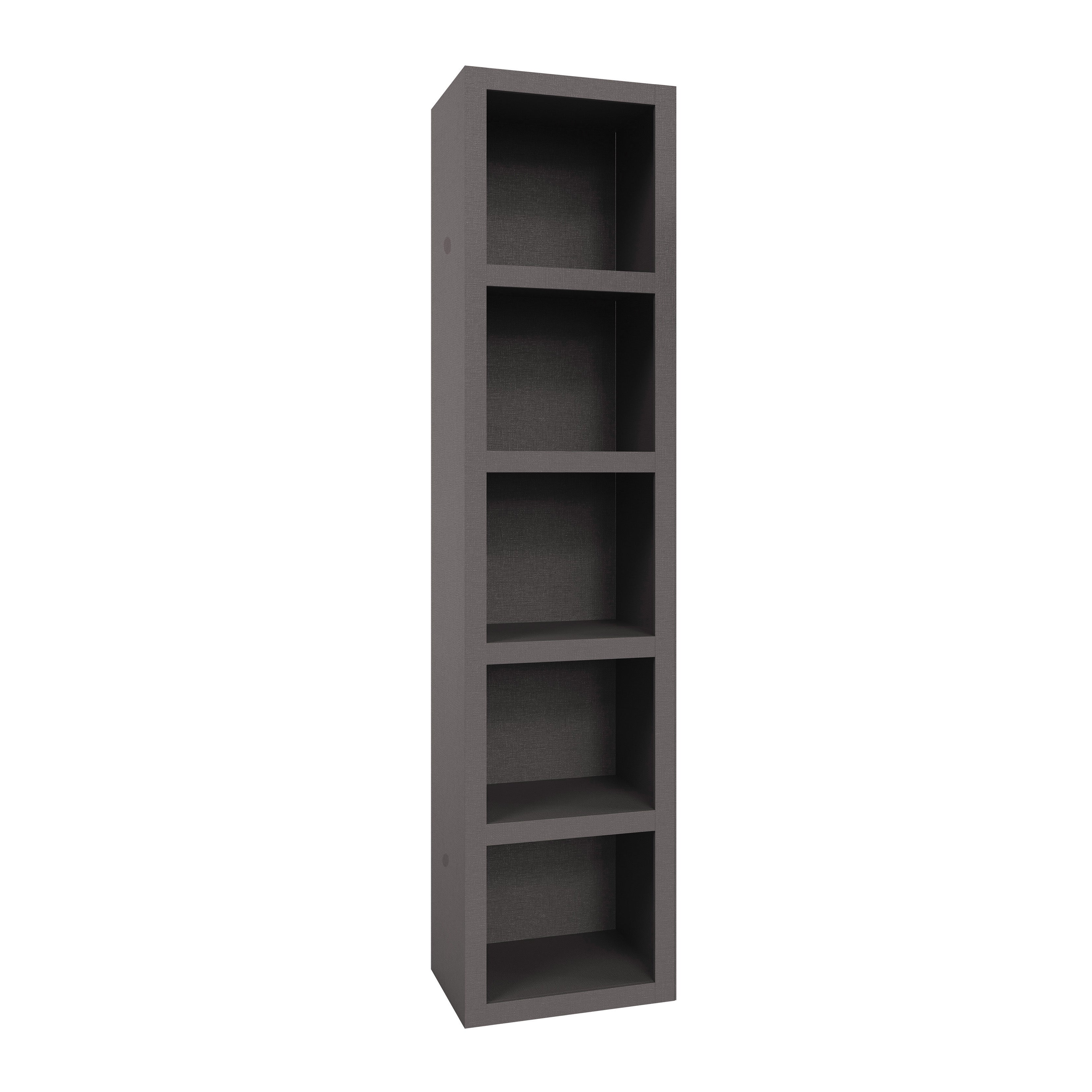 Easy-Lift Queen Murphy Wall Bed in Dark Grey with Two Bookshelves
