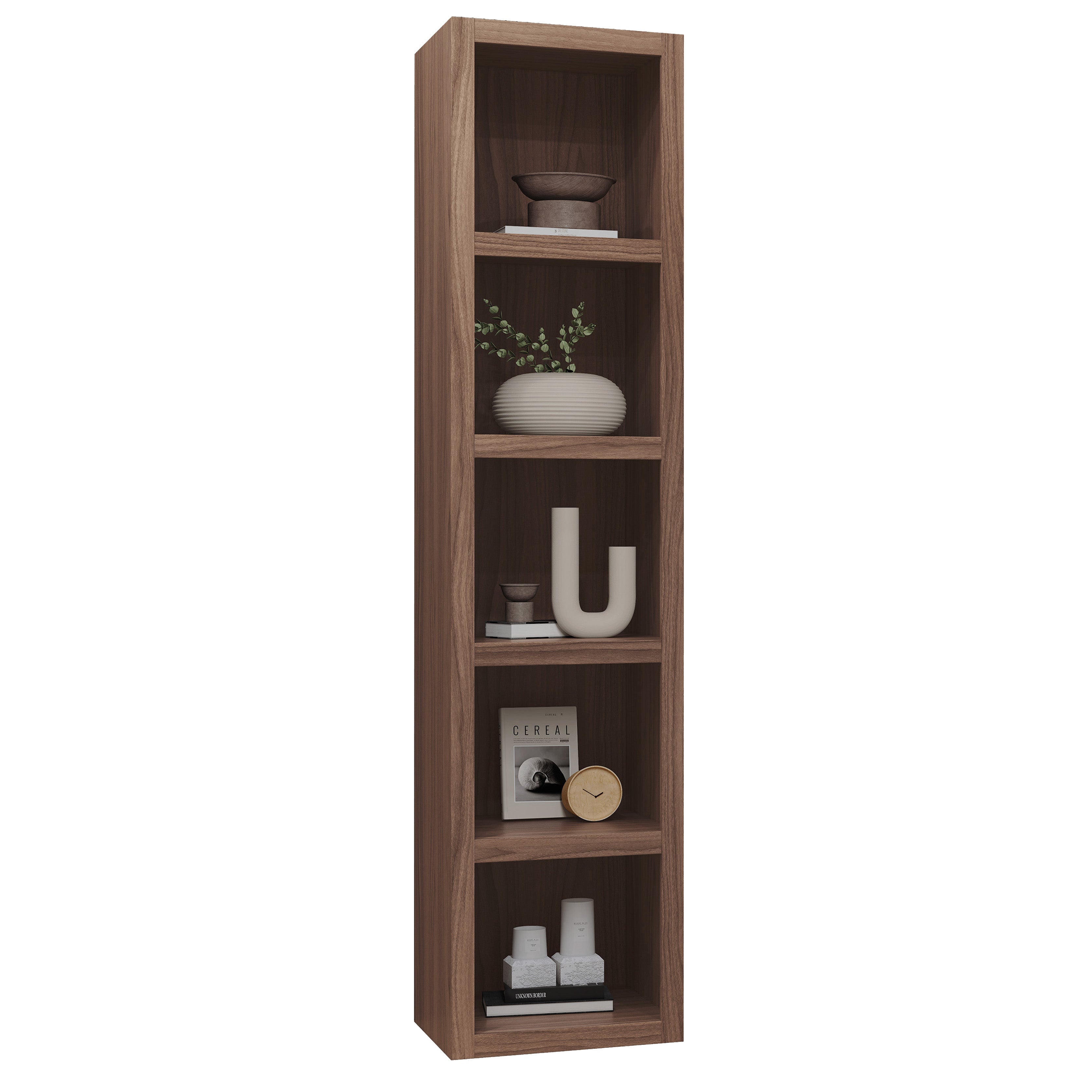 Brown Natural Wood Grain 85-in Tall Wooden Bookcase Shelf