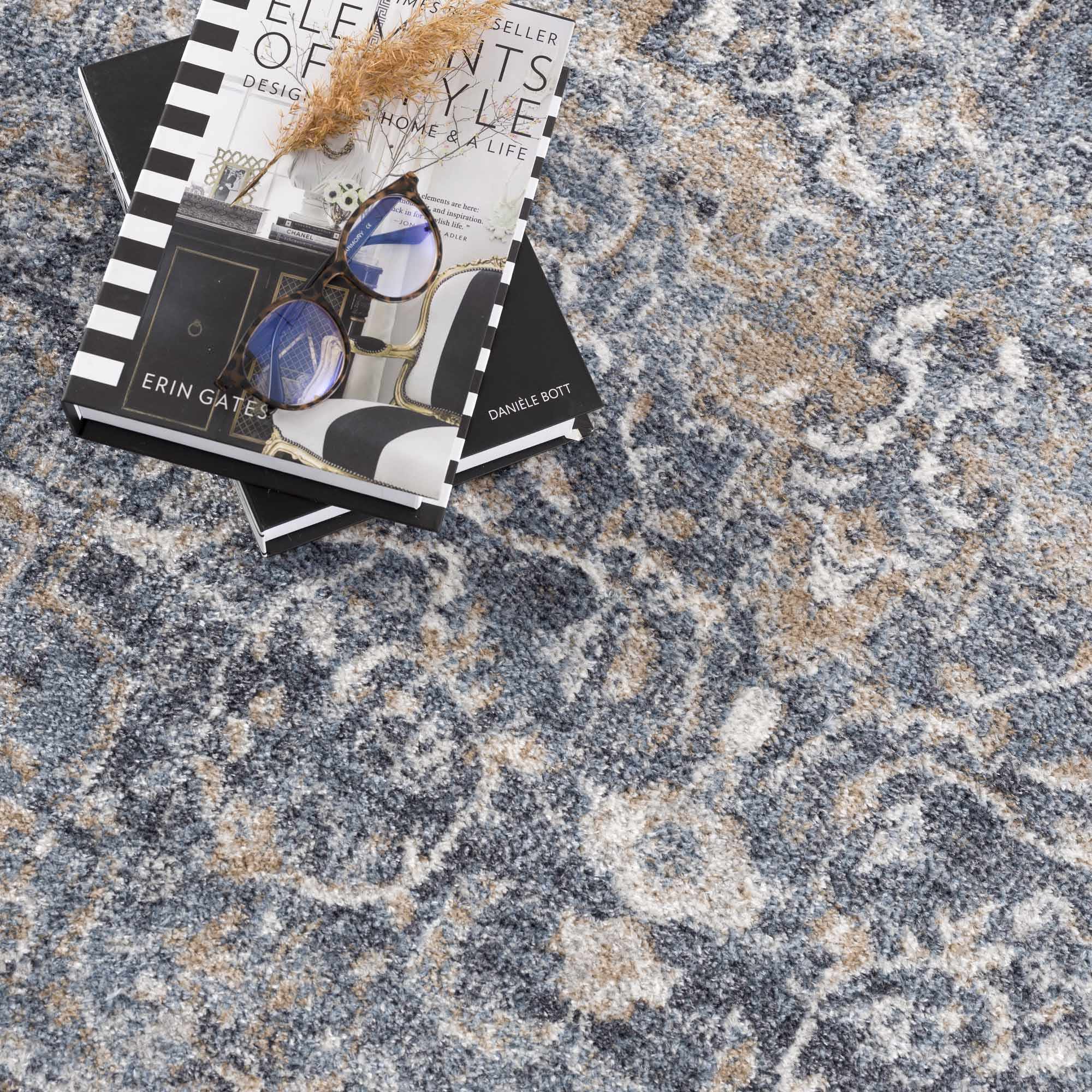 Aurum Blue Washable Area Rug