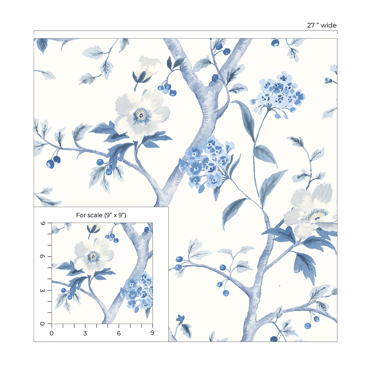 Floral Trail Chinoiserie Peel and Stick Removable Wallpaper