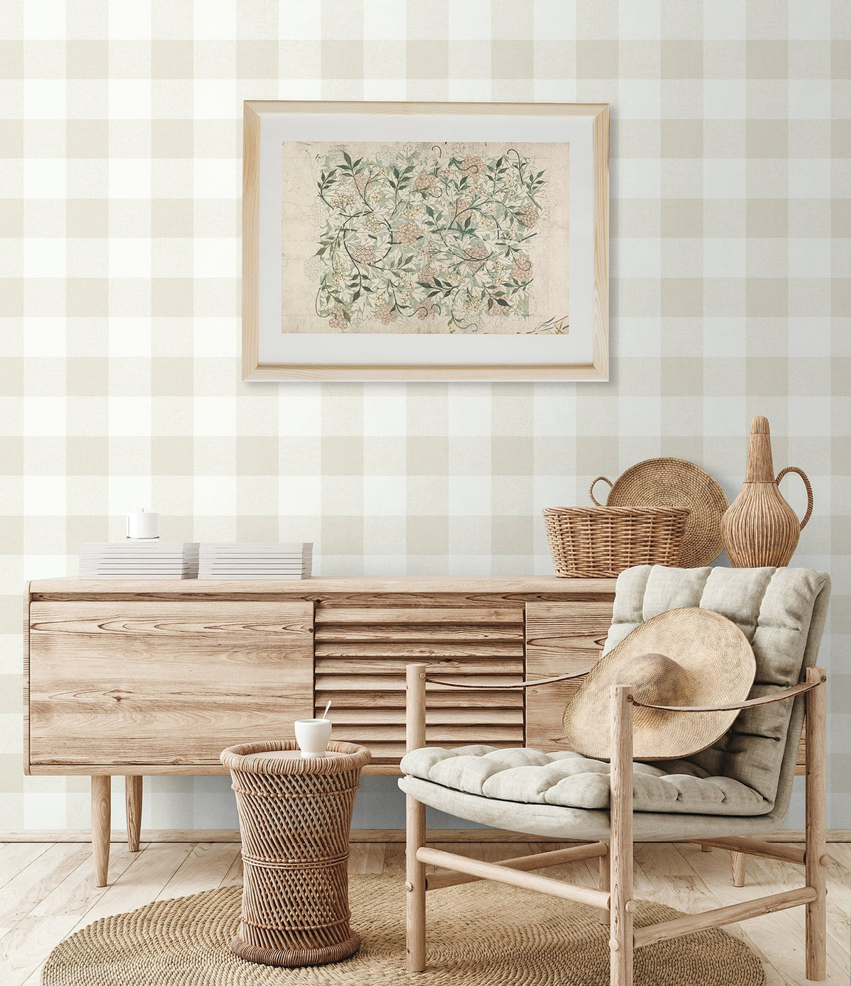Beach House Picnic Plaid Coastal Unpasted Wallpaper