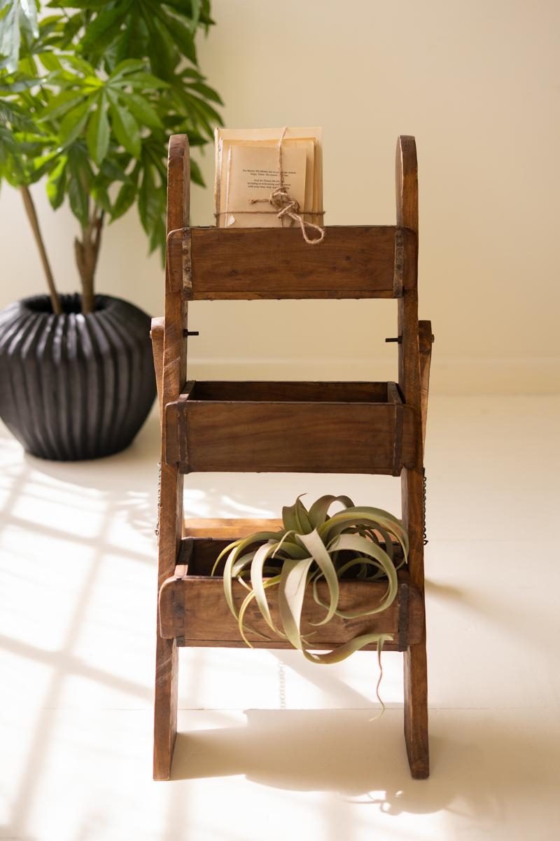 Three-Tier Recycled Wood Brick Mold Display Stand