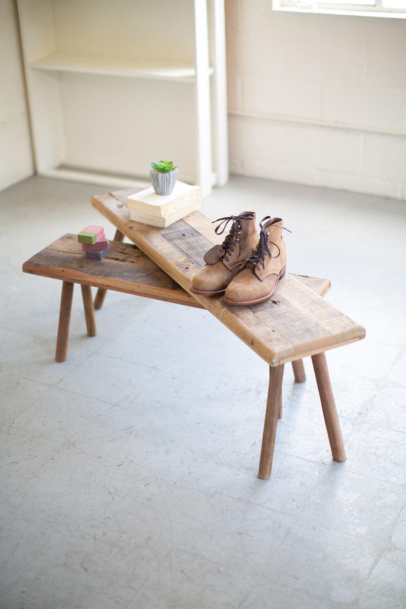 Recycled Wood Accent Tables - Set of 2