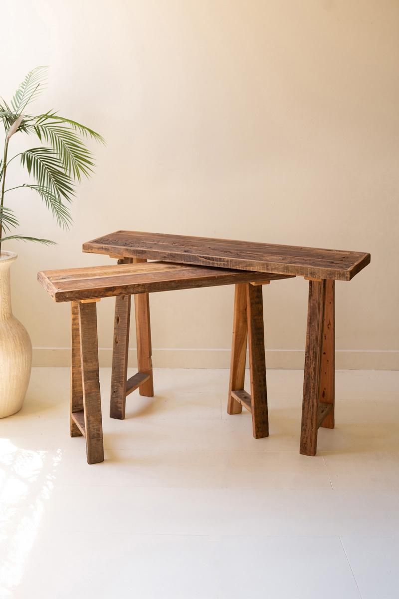 Recycled Wood Console Tables - Set of 2