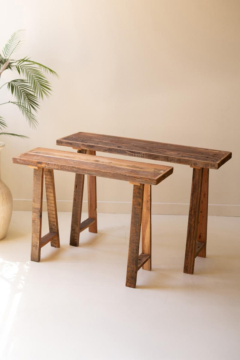 Recycled Wood Console Tables - Set of 2