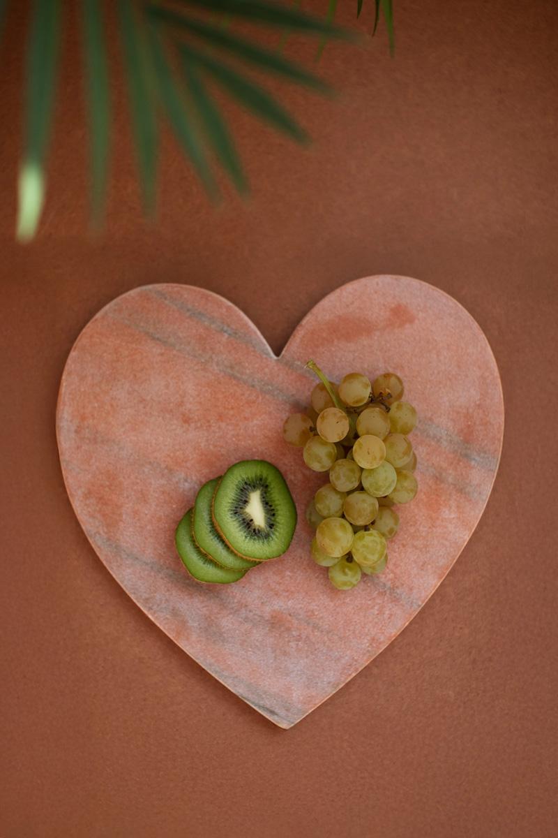 Pink Marble Heart Cheese Board