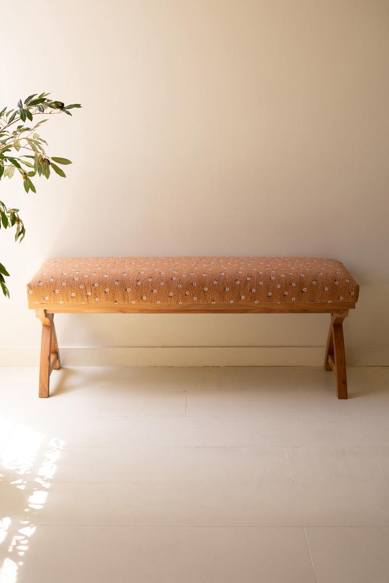 Embroidered Upholstered Bench