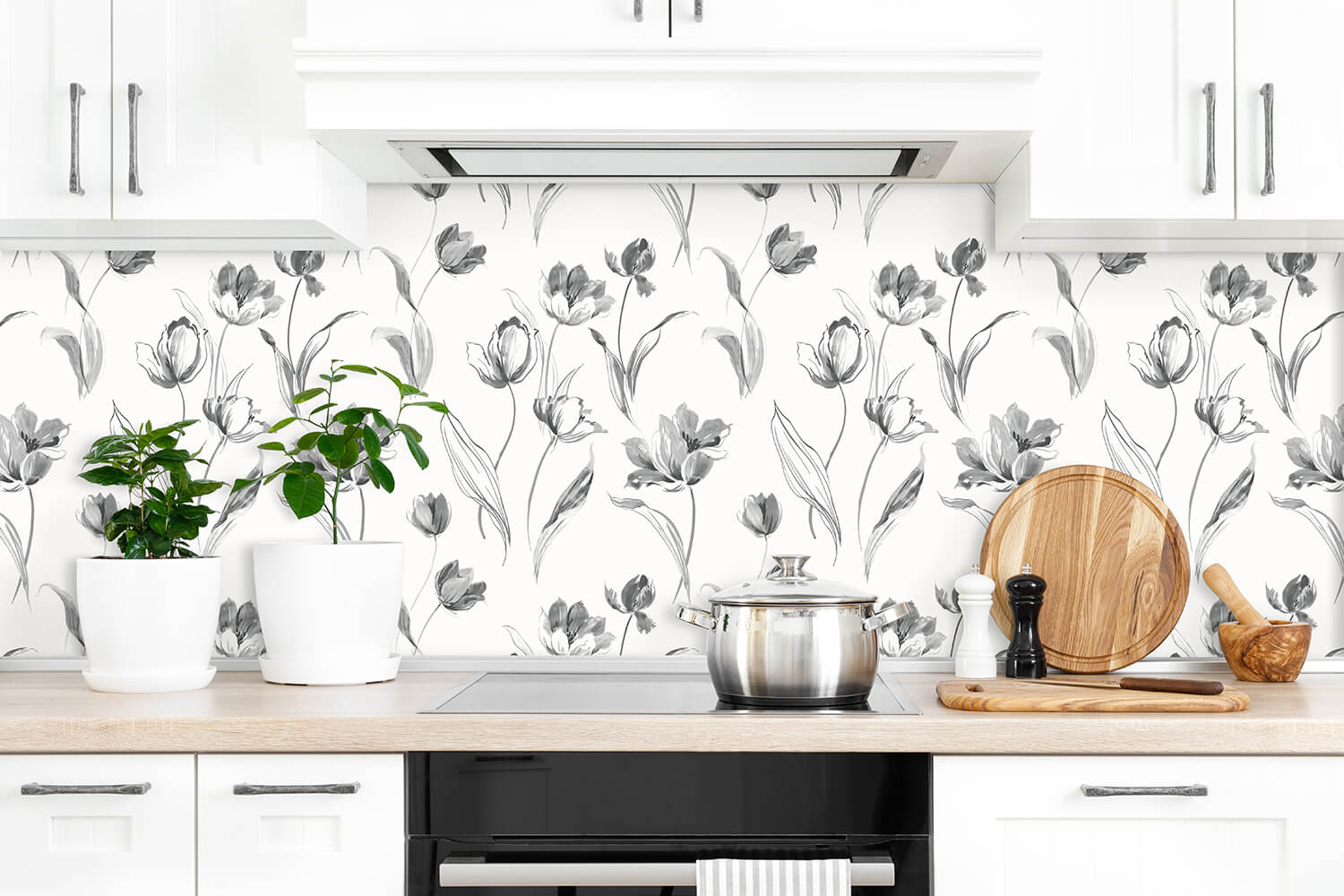 Tulip Toss Floral Peel and Stick Removable Wallpaper