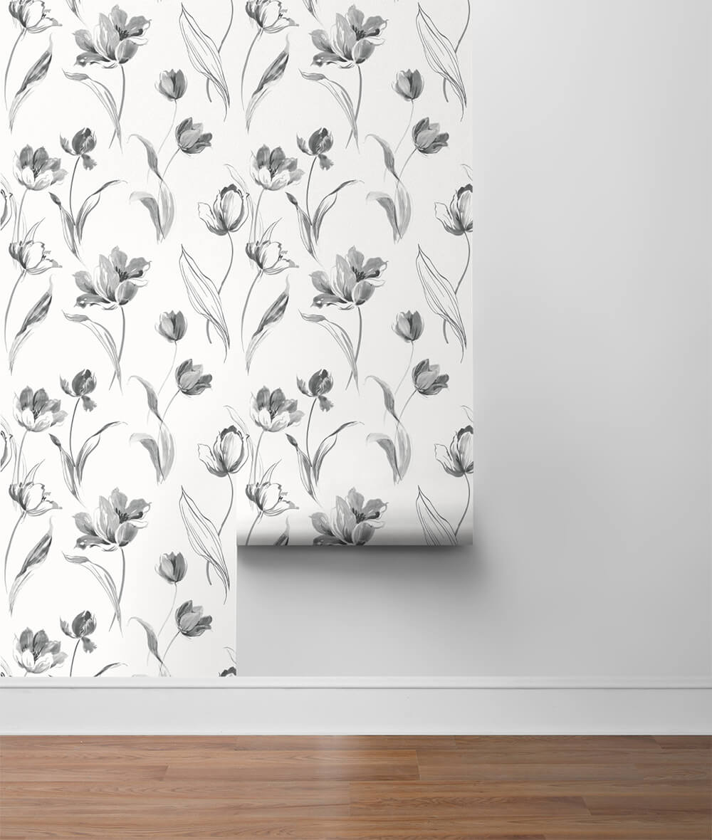 Tulip Toss Floral Peel and Stick Removable Wallpaper