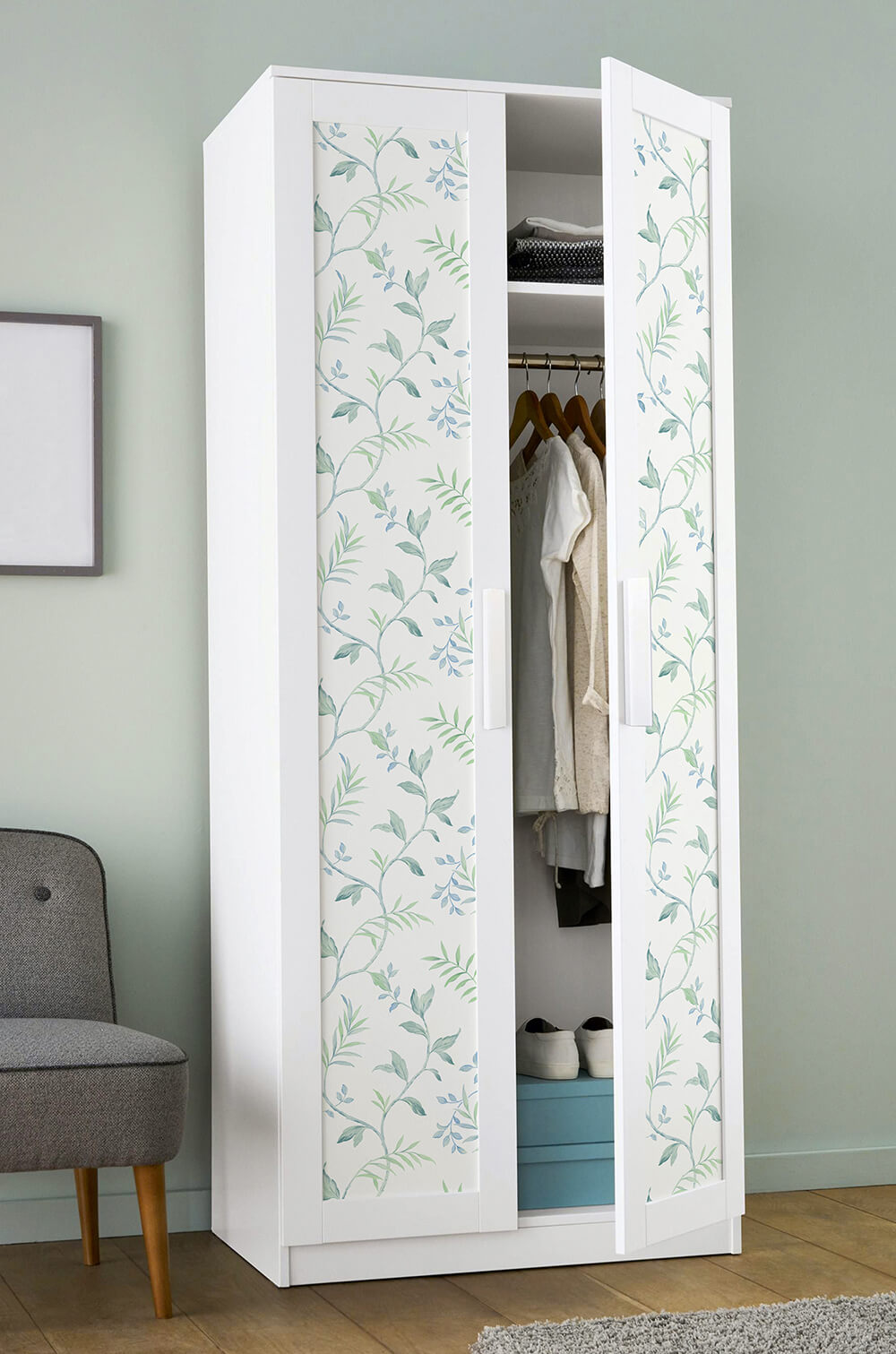 Watercolor Leaf Trail Peel and Stick Removable Wallpaper