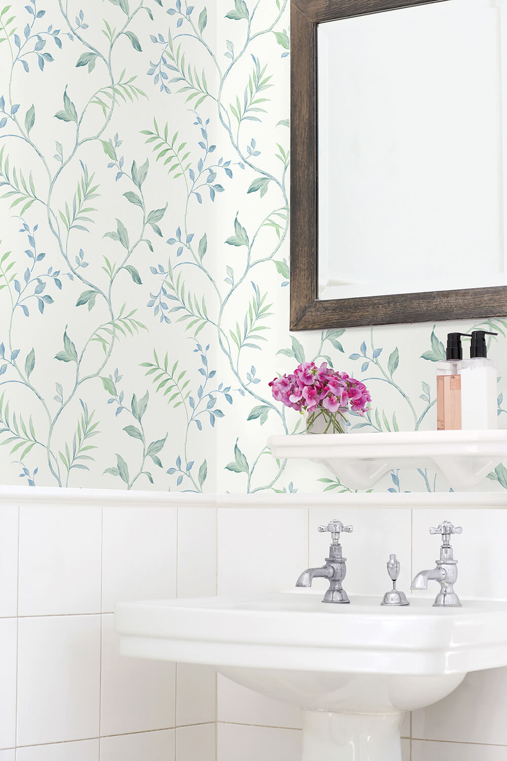 Watercolor Leaf Trail Peel and Stick Removable Wallpaper