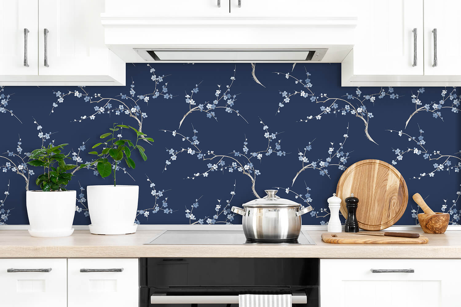 Cherry Blossom Floral Peel and Stick Removable Wallpaper