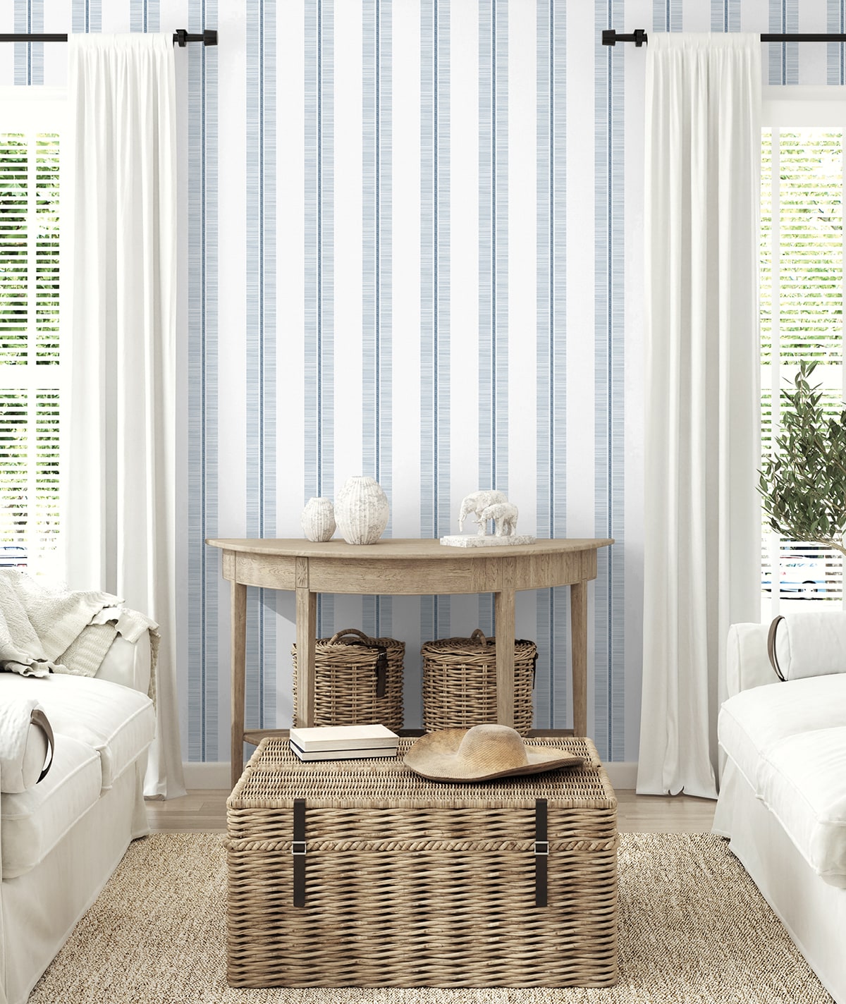 Beach Towel Stripe Premium Screen Printed Peel and Stick Removable Wallpaper
