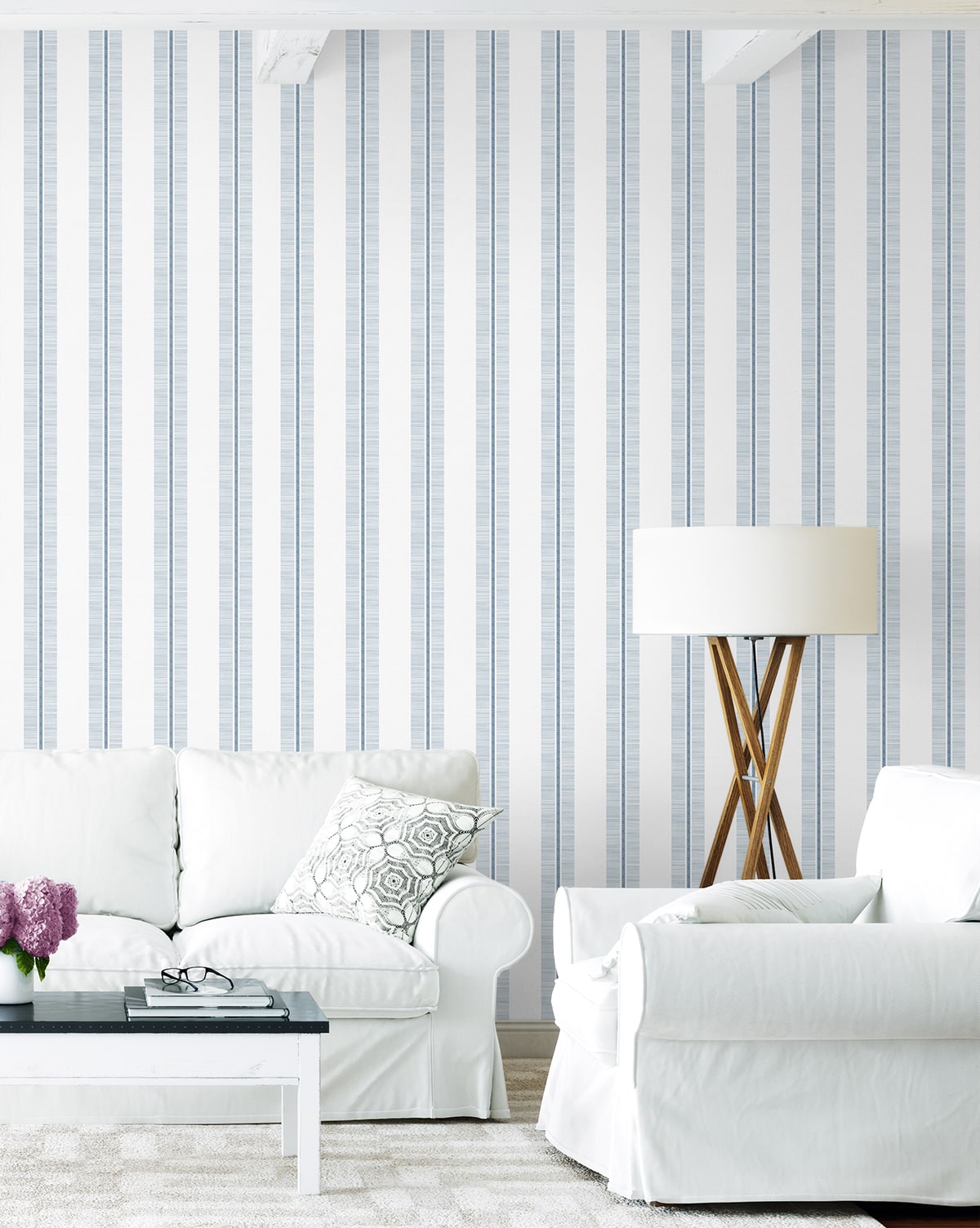 Beach Towel Stripe Premium Screen Printed Peel and Stick Removable Wallpaper