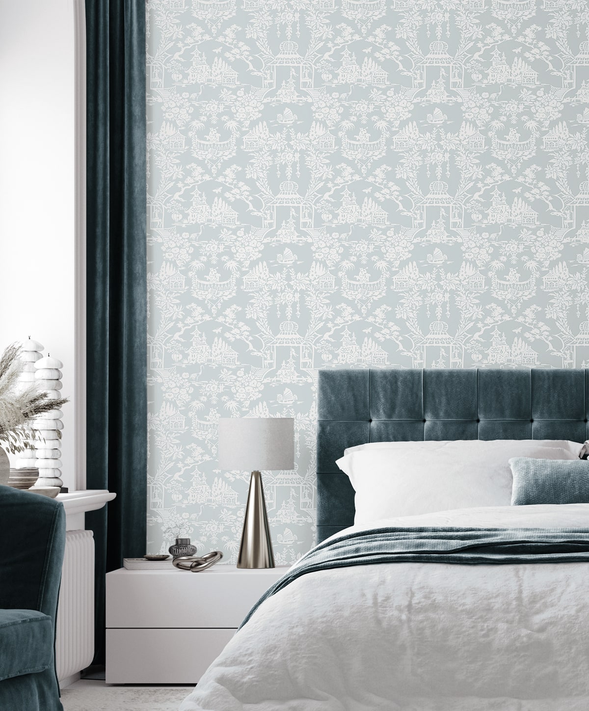 Garden Chinoiserie Premium Screen Printed Peel and Stick Removable Wallpaper