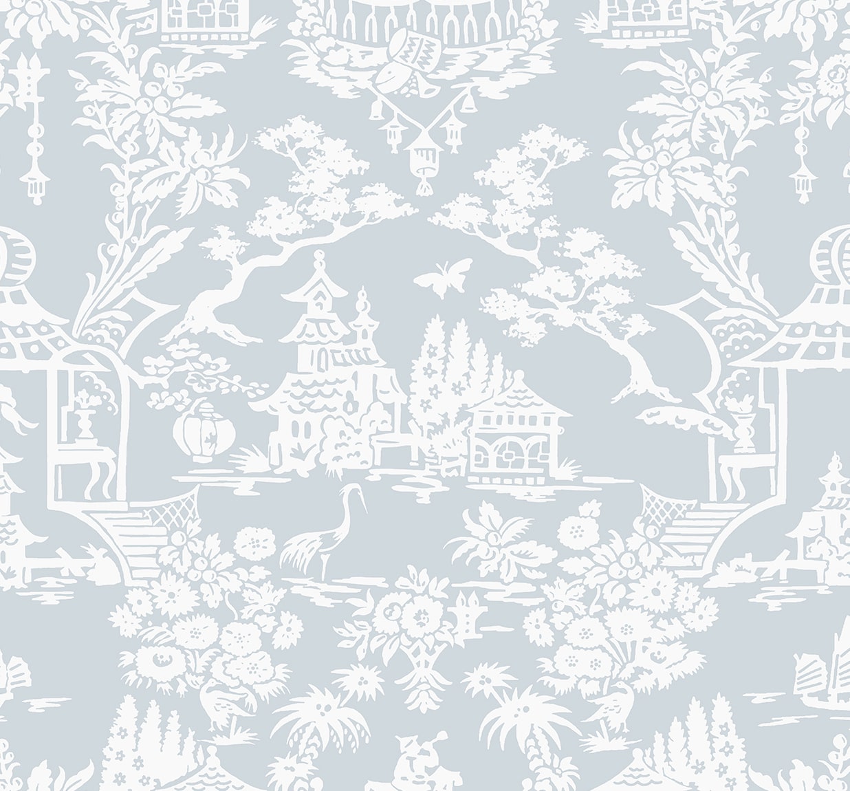 Garden Chinoiserie Premium Screen Printed Peel and Stick Removable Wallpaper