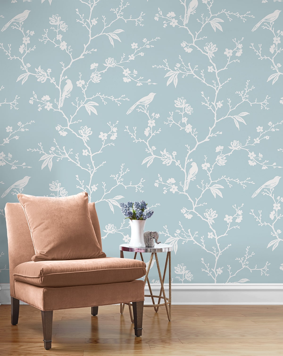 Songbird Chinoiserie Premium Screen Printed Peel and Stick Removable Wallpaper