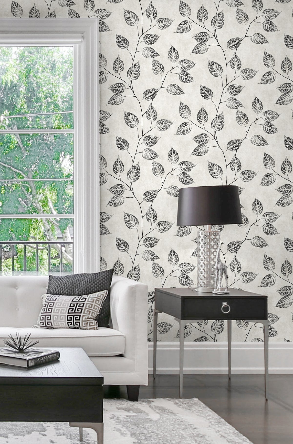 Leaf Silhouette Premium Peel and Stick Removable Wallpaper
