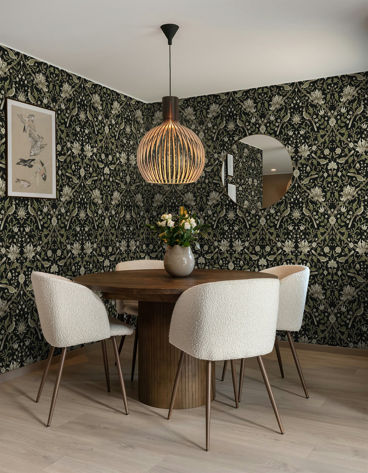Vintage Bird Ogee Peel and Stick Removable Wallpaper