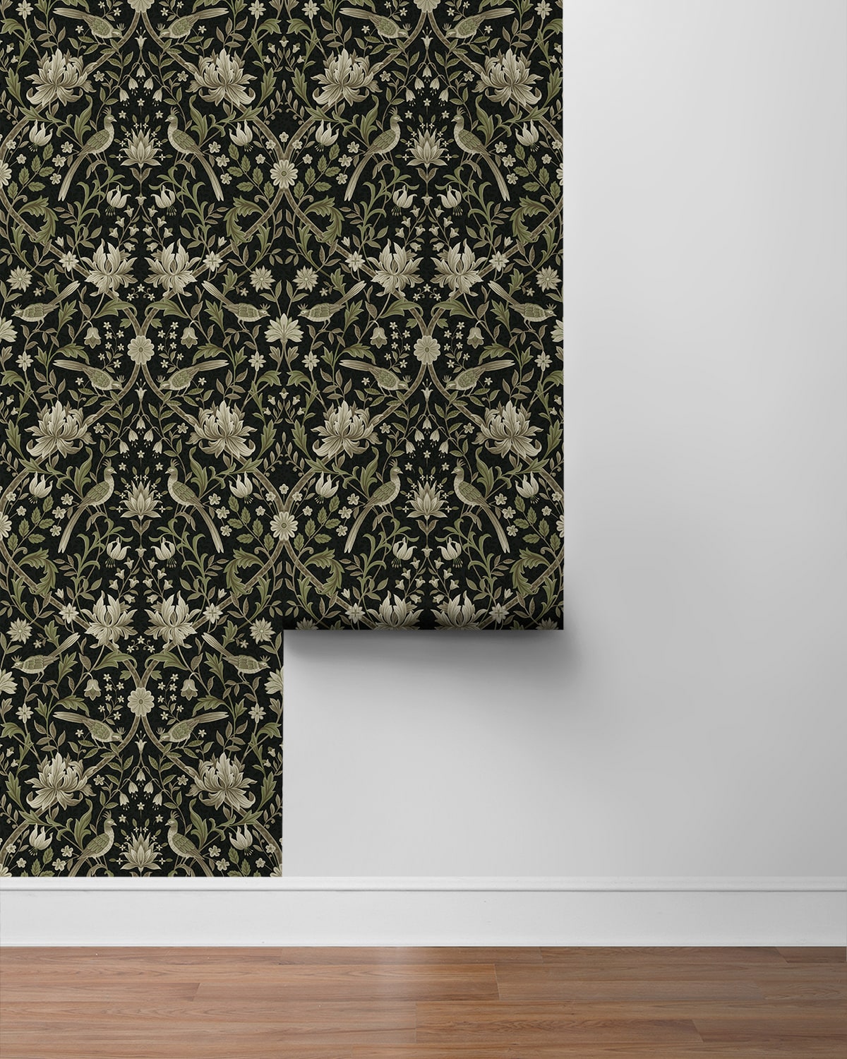 Vintage Bird Ogee Peel and Stick Removable Wallpaper