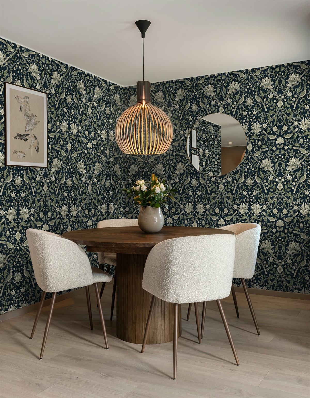 Vintage Bird Ogee Peel and Stick Removable Wallpaper