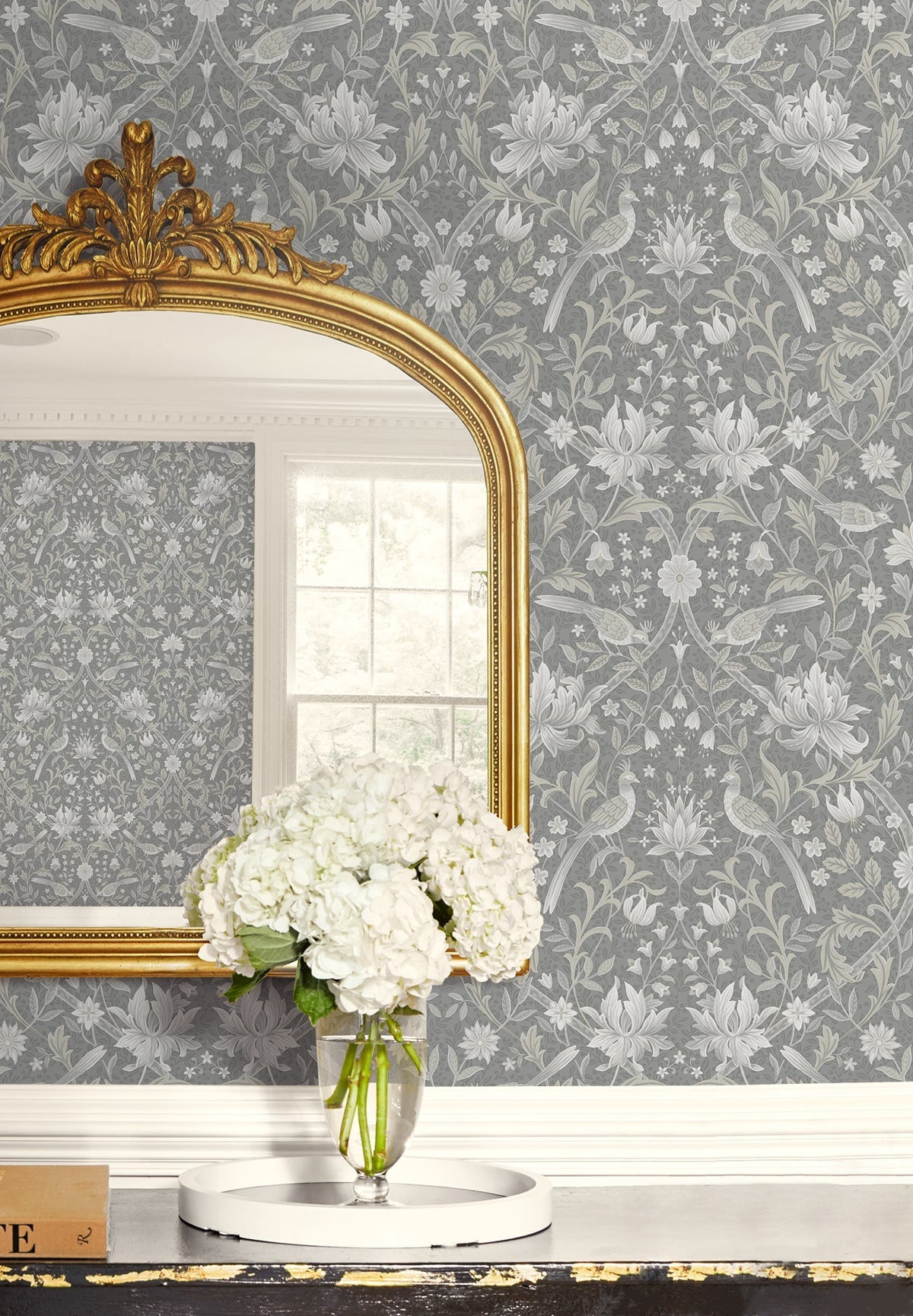 Vintage Bird Ogee Peel and Stick Removable Wallpaper