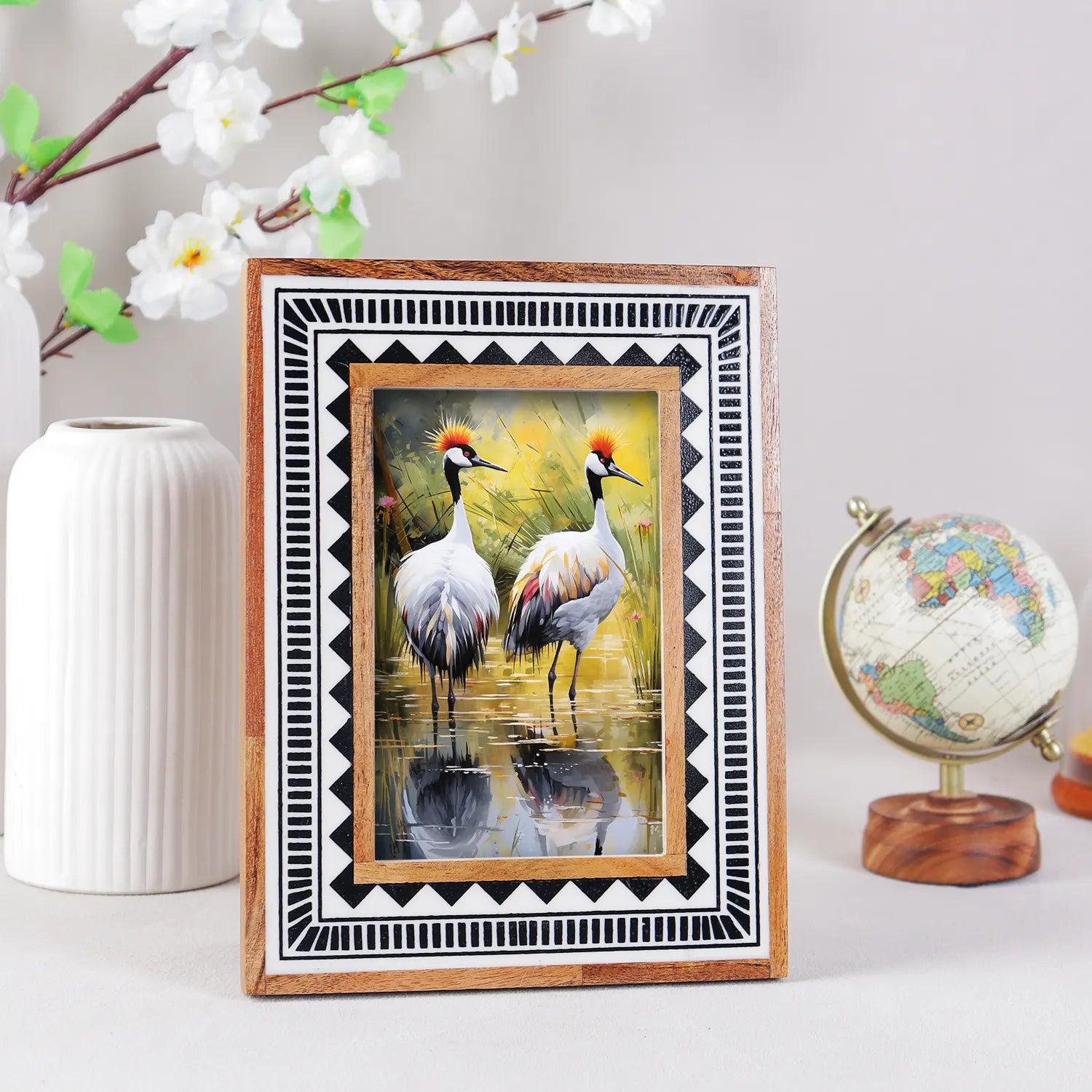 Black White Resin Inlay Picture Frame | Geometric Collection | 4x6 5x7
