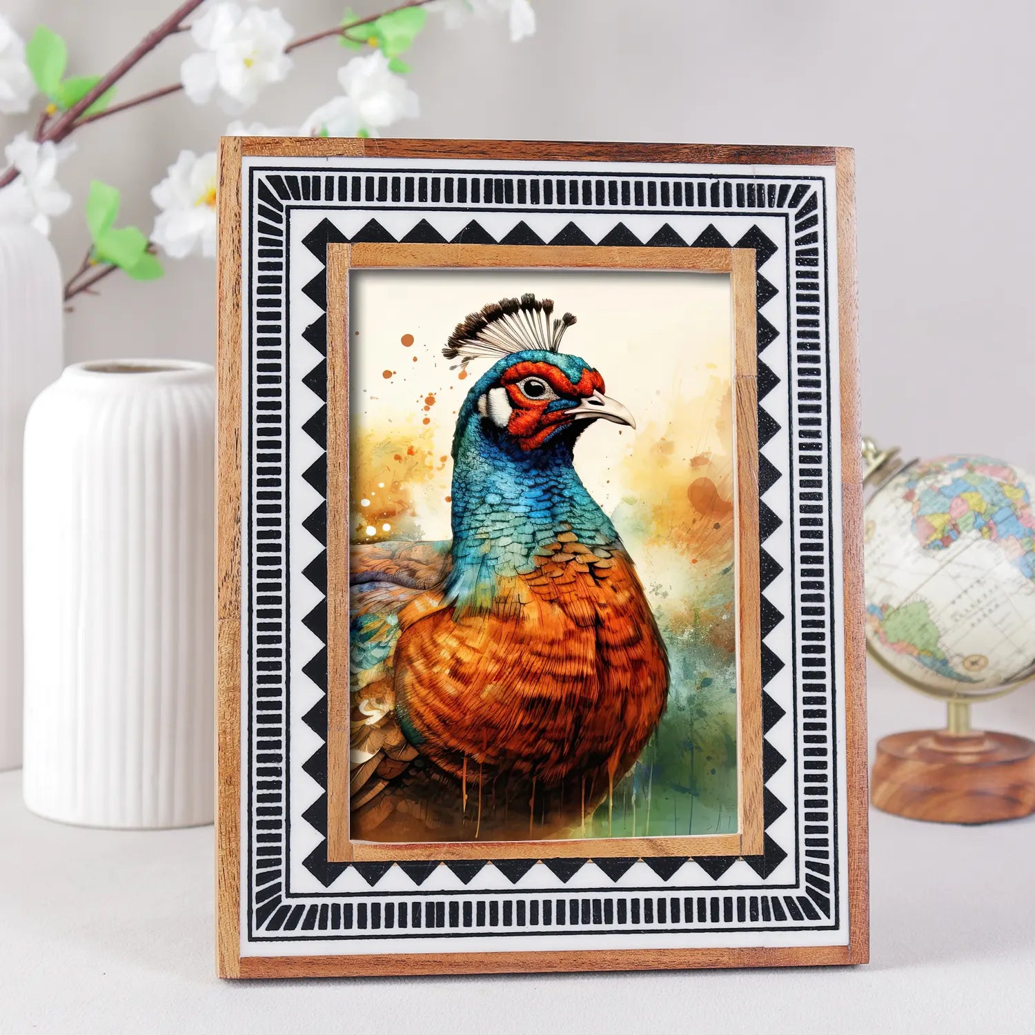 Black White Resin Inlay Picture Frame | Geometric Collection | 4x6 5x7