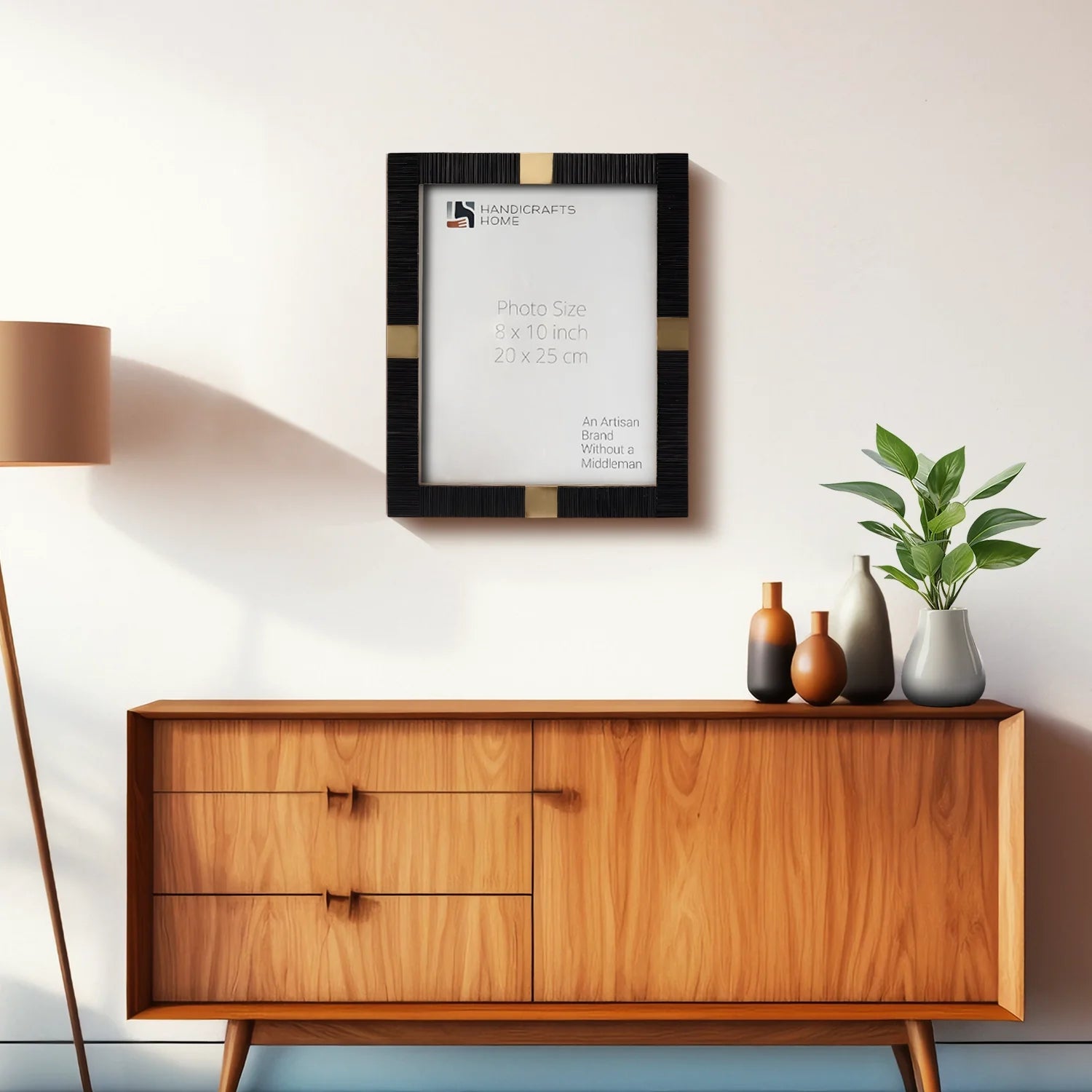 Picture Frame Deco Accent Collection Resin & Brass Inlay Black– 3 Sizes