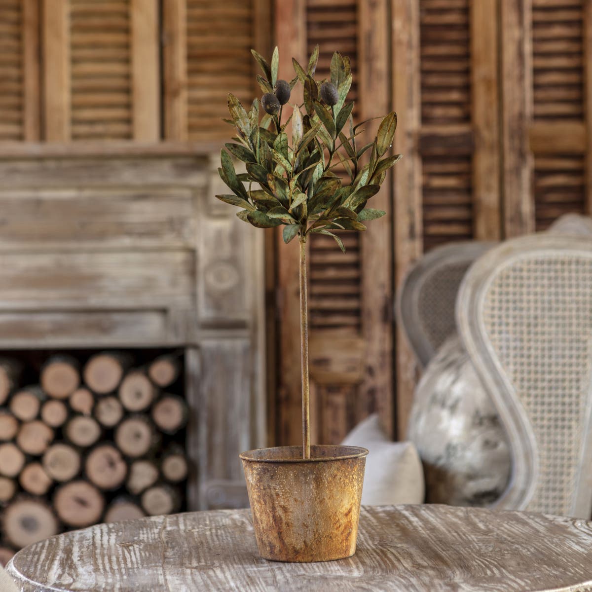 Olive Topiary Tole Potted