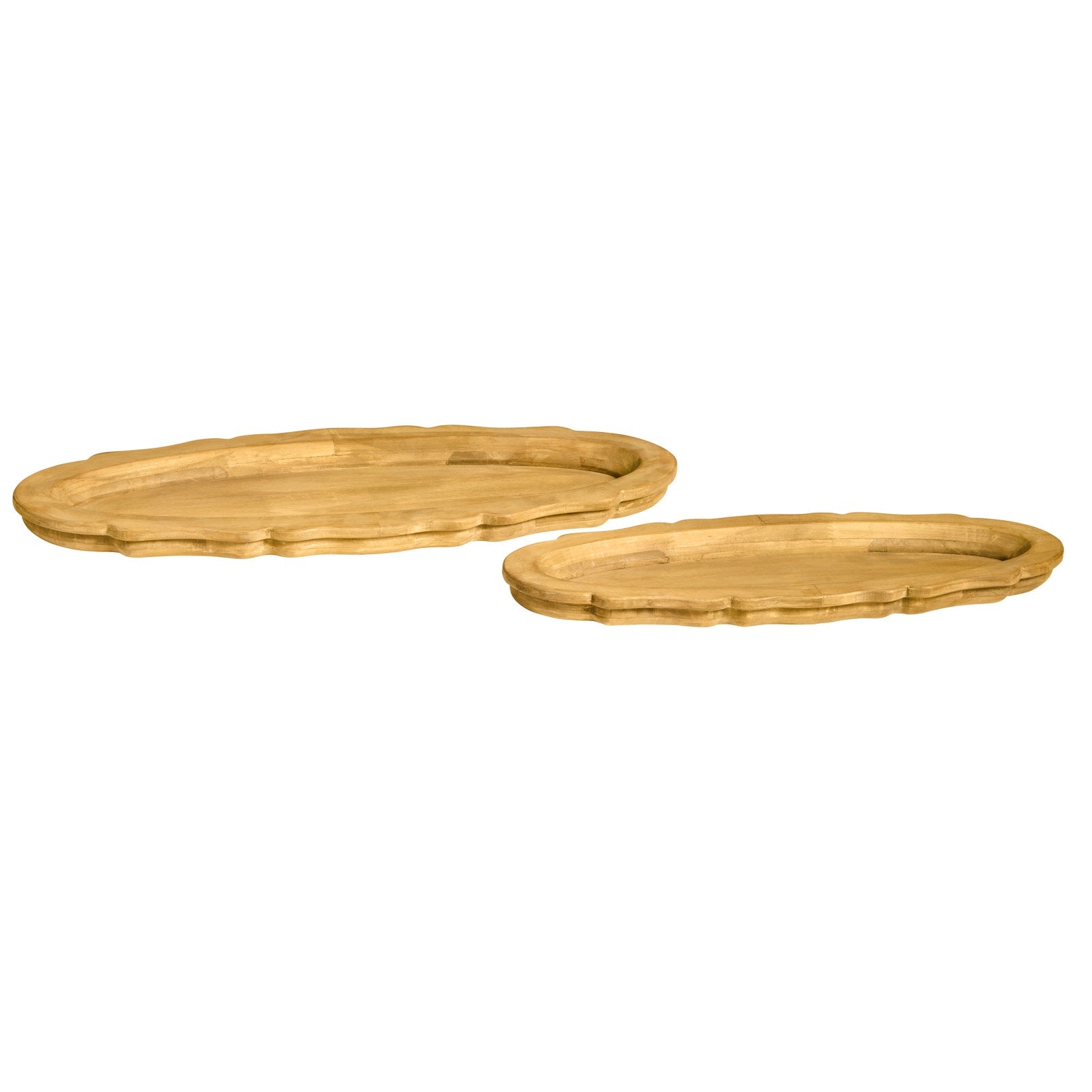 Oblong Wooden Serving Platter - Set of 2