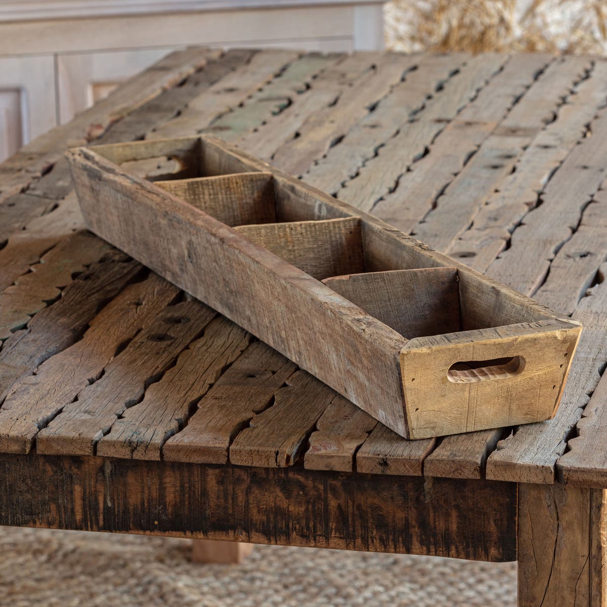 Four Brick Mold Primitive Wood Planter