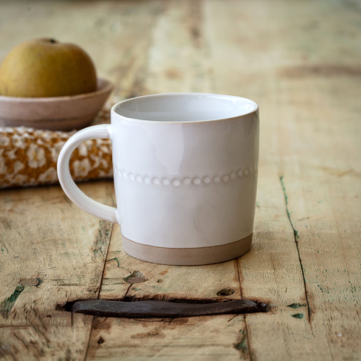 Isabella White Stoneware Coffee Mug