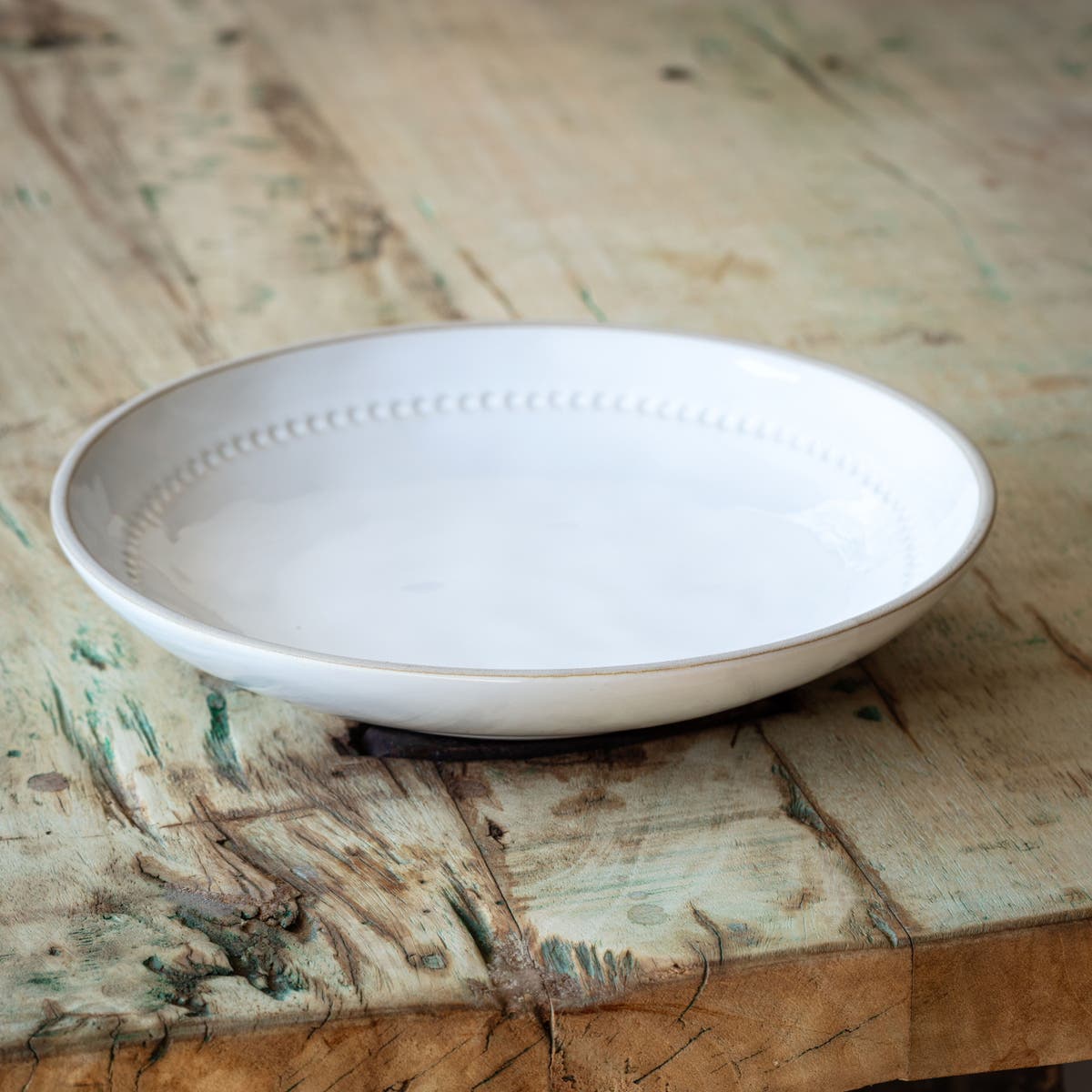 Isabella White Stoneware Pasta Bowl