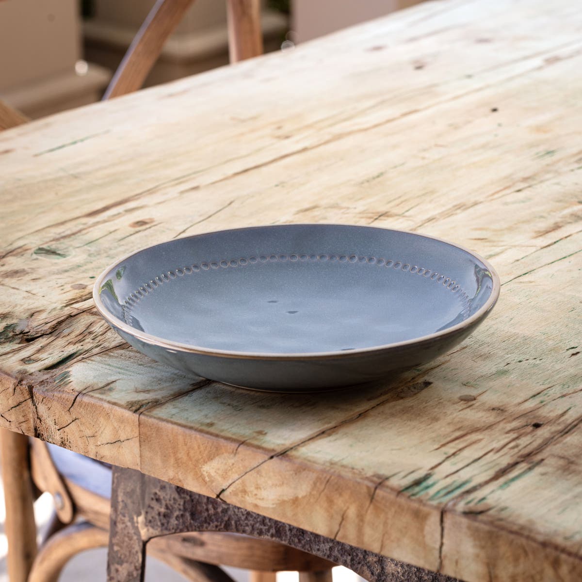 Legbar Blue Stoneware Pasta Bowl