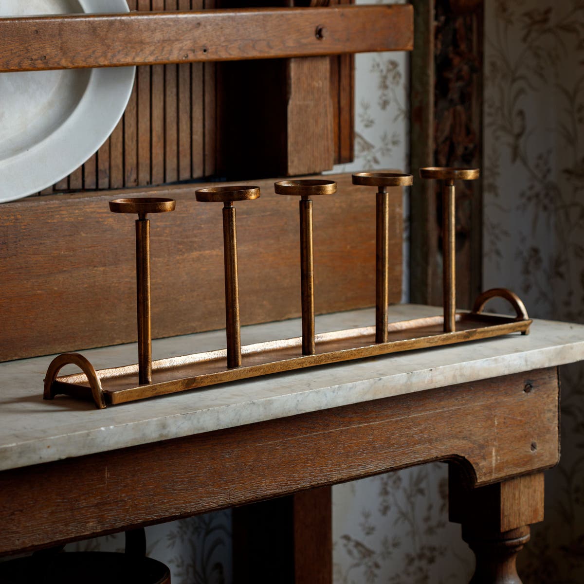 Antique Brass Candle Centerpiece