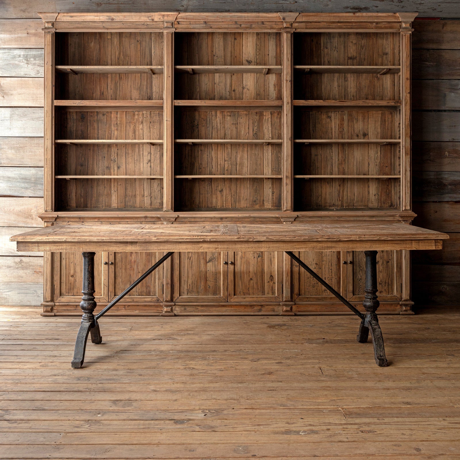 Reclaimed Oak Parquet Top Dining Table
