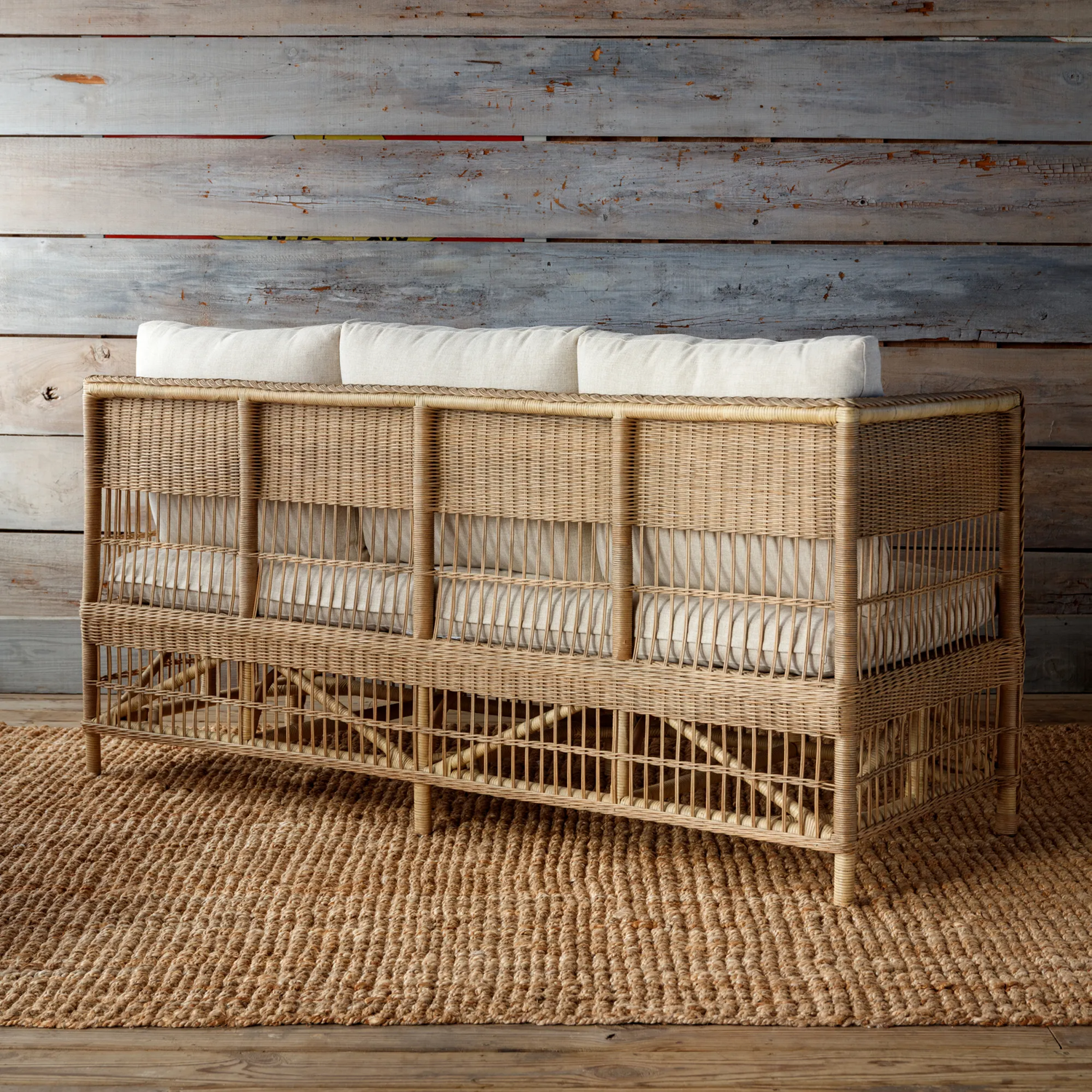 Vineyard Woven Rattan Settee