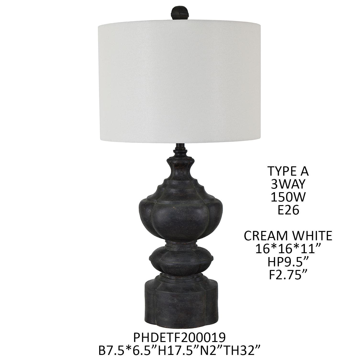 Bronzed Finial Table Lamp