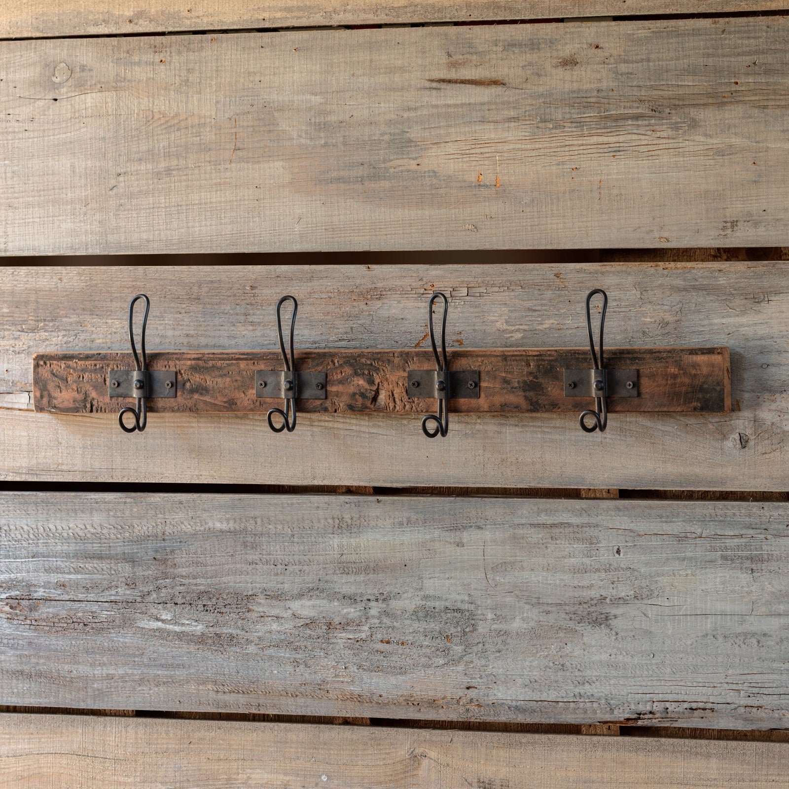 Rustic Wood and Iron Coat Hanger