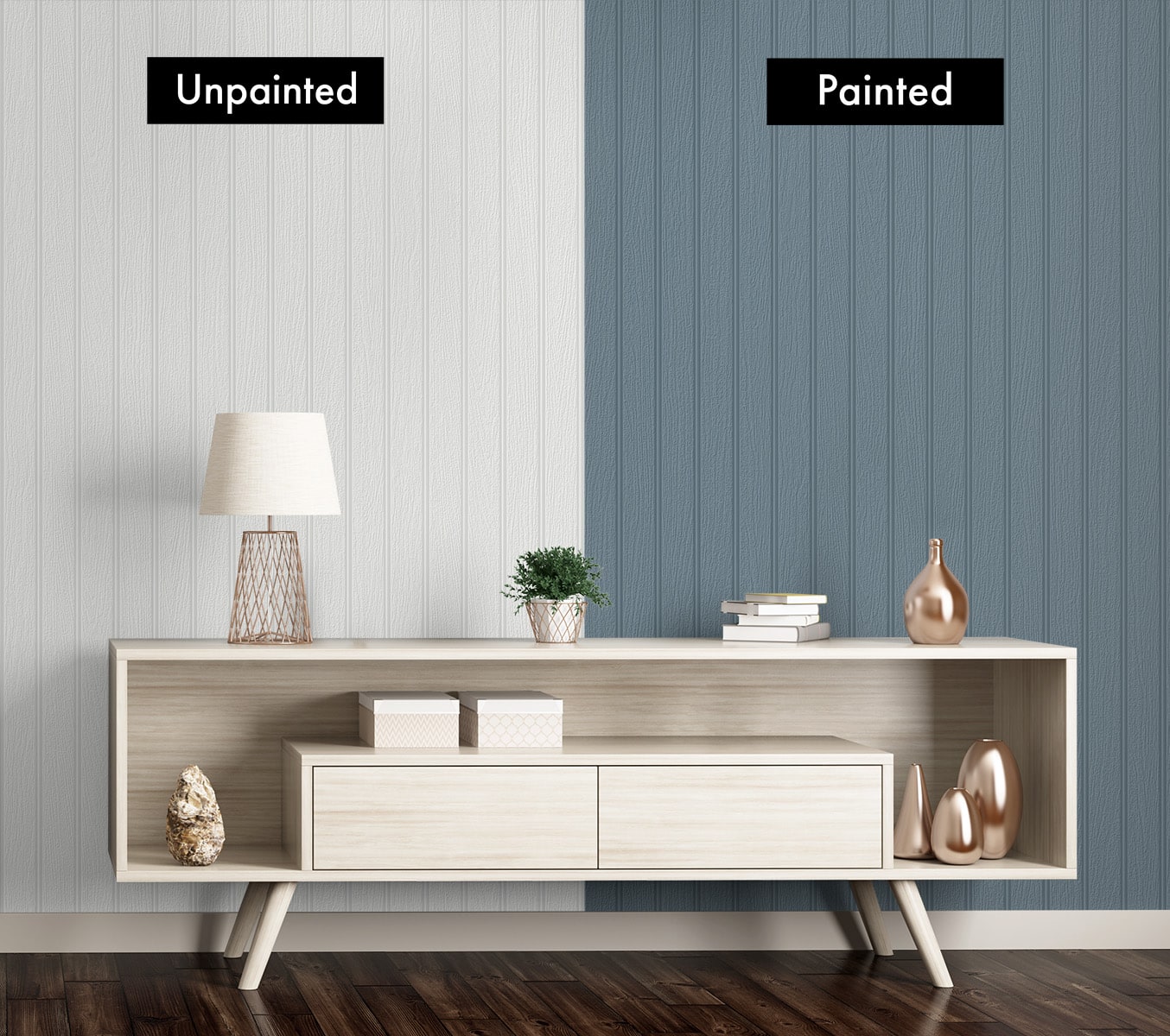 Paintable Faux Beadboard Peel and Stick Removable Wallpaper