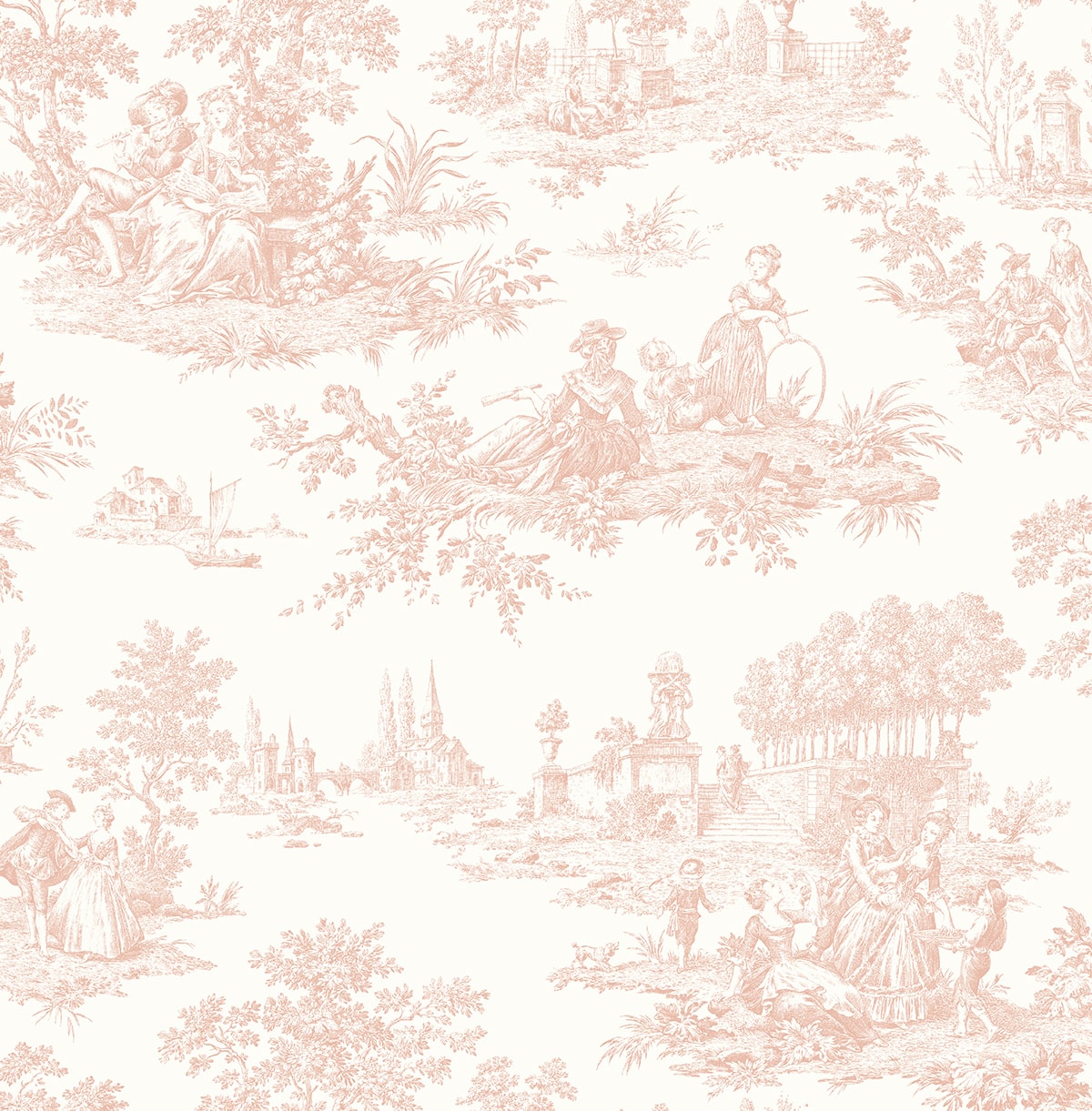 Chateau Toile Vintage Prepasted Wallpaper