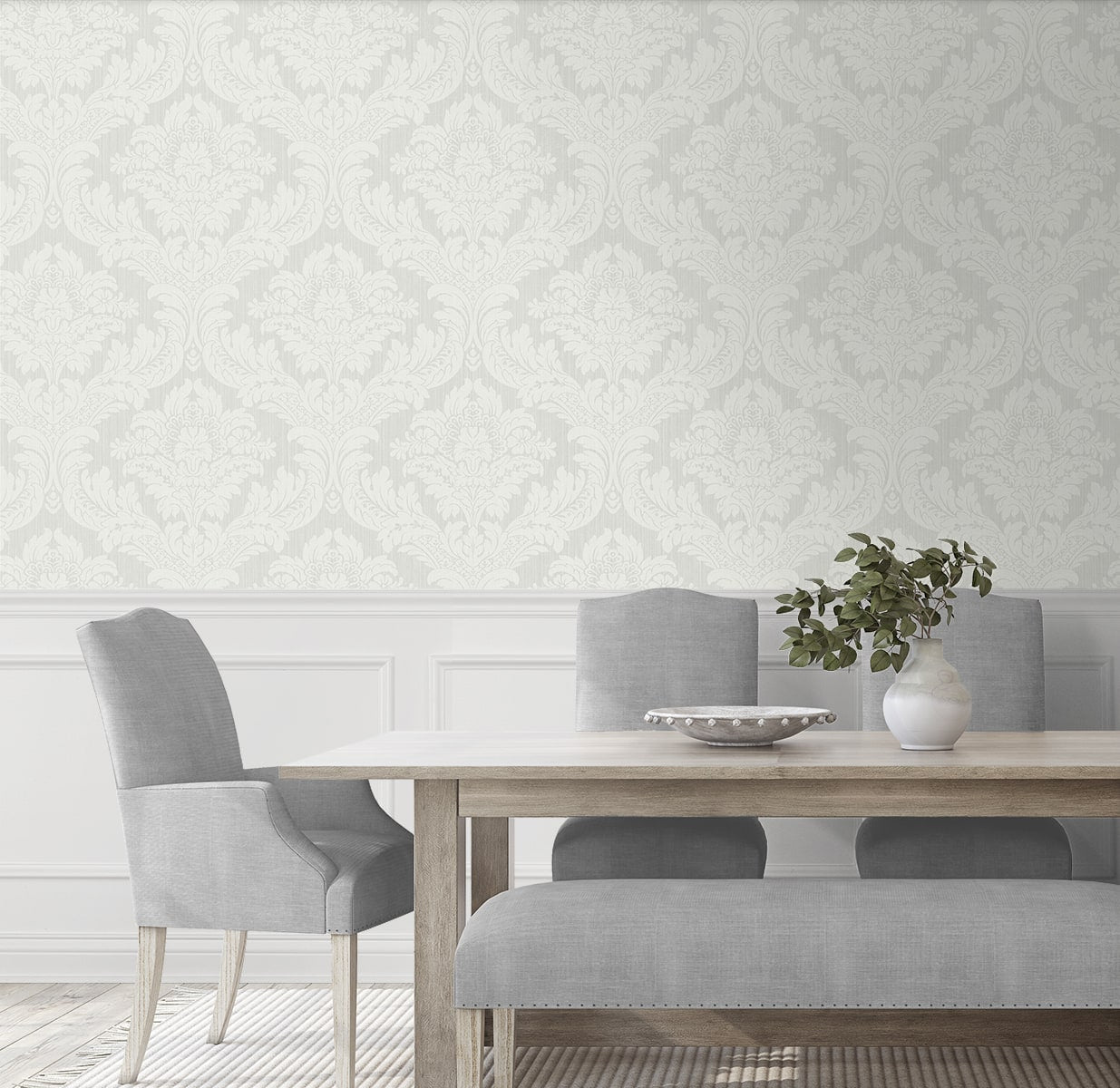 Genevieve Damask Prepasted Wallpaper