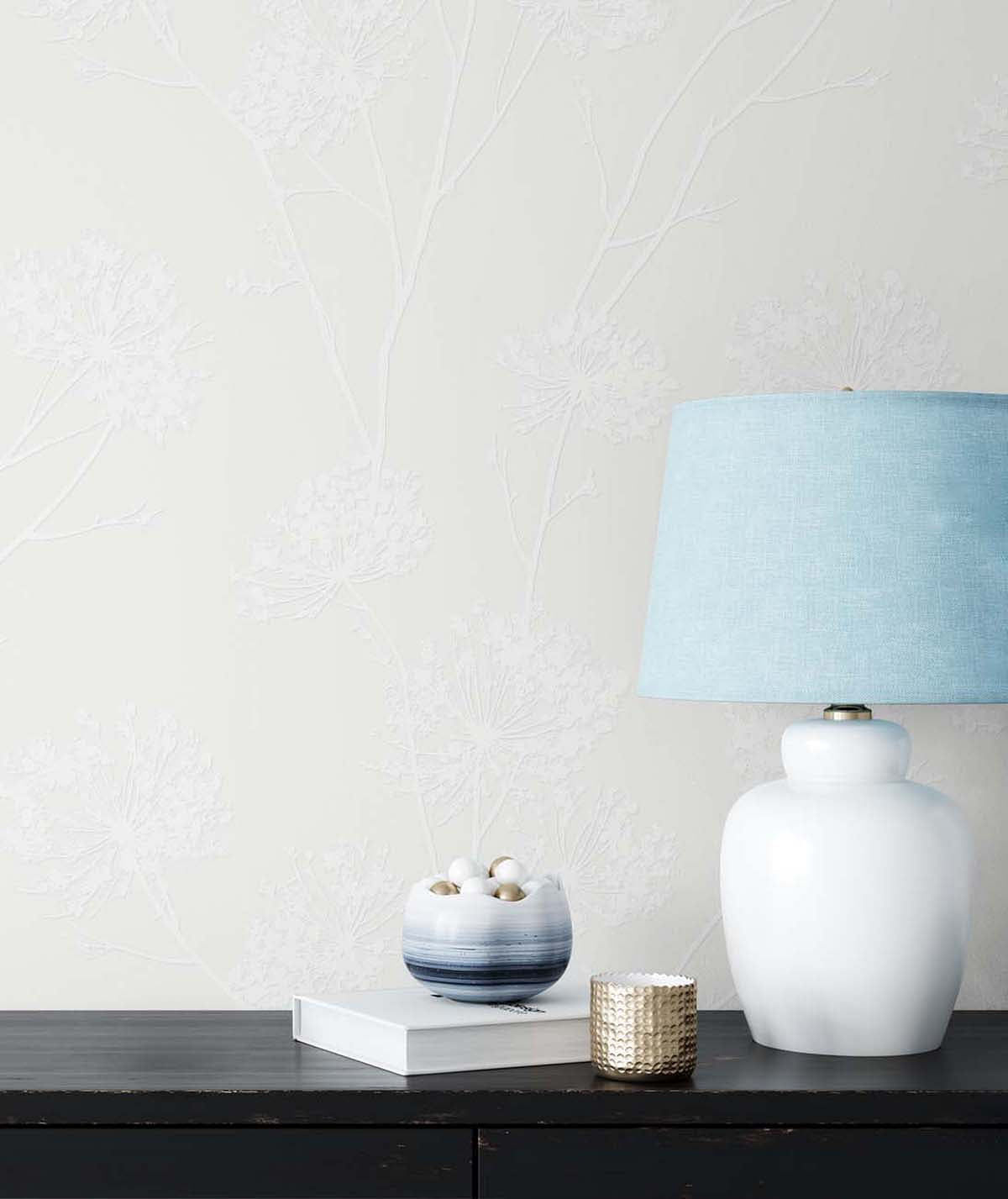 PW20300 Paintable Dandelion Fields Floral Unpasted Wallpaper